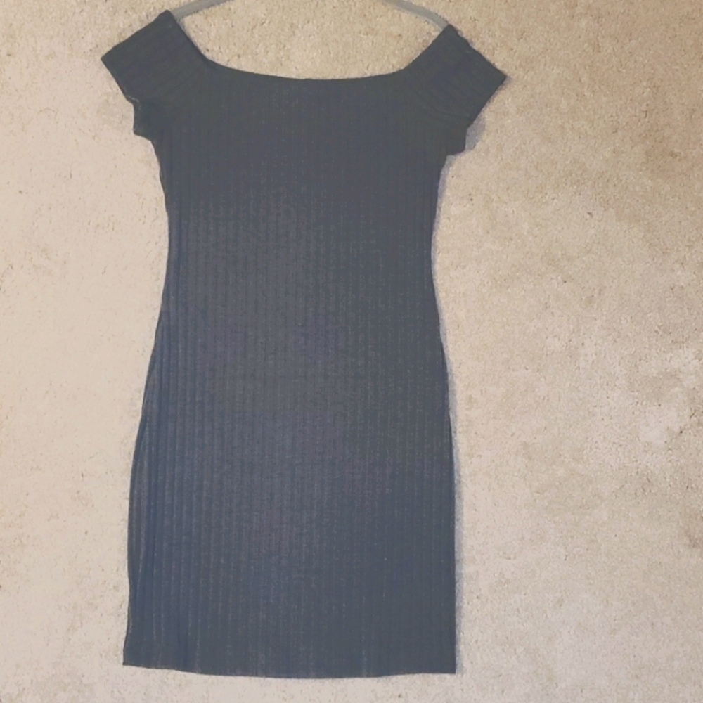 Grey knit body hugging dress